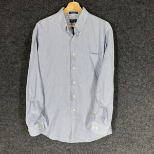 Arrow Shirt Men XL Blue Plaid Button Up Collared Fitted Long Sleeve Pockets